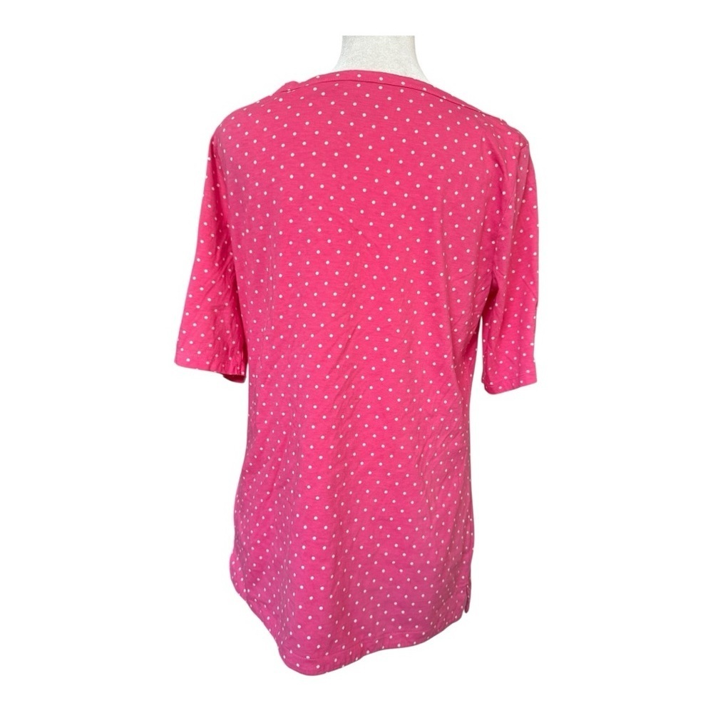 Talbots Pima Cotton Pink Polka Dot Boat Neck Top Size Medium - Picture 3 of 5